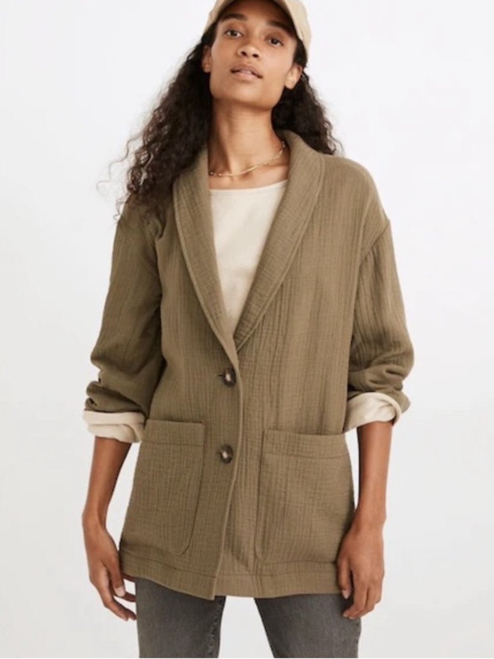 Madewell olive cotton lightweight jacket